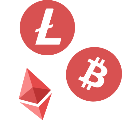 LiteCoin, Bitcoin and Etherium Icons